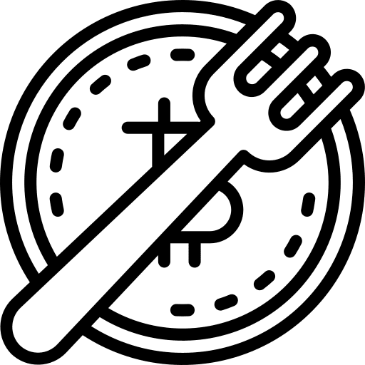Fork hard cryptocurrency bitcoin icon