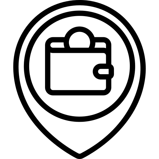 Location bitcoin cryptocurrency location mark icon