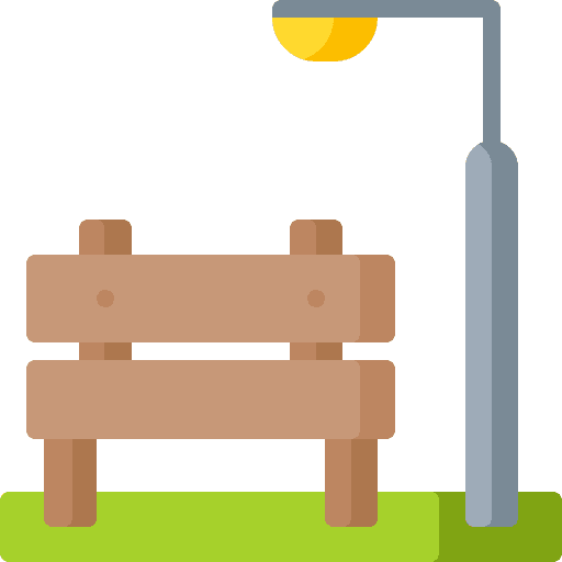 Bench architecture and city streetlight bench icon Bench architecture and city streetlight bench icon