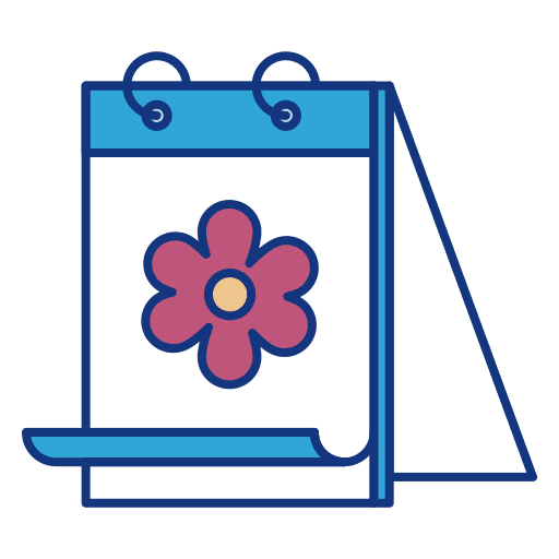 Flower day time and date calendar icon Flower day time and date calendar icon