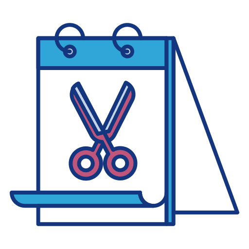 Scissor time and date event schedule icon Scissor time and date event schedule icon