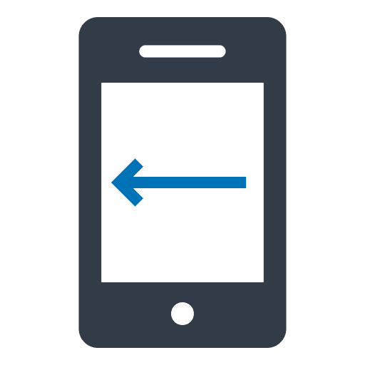 Left arrow mobile phone smartphone communications icon Left arrow mobile phone smartphone communications icon