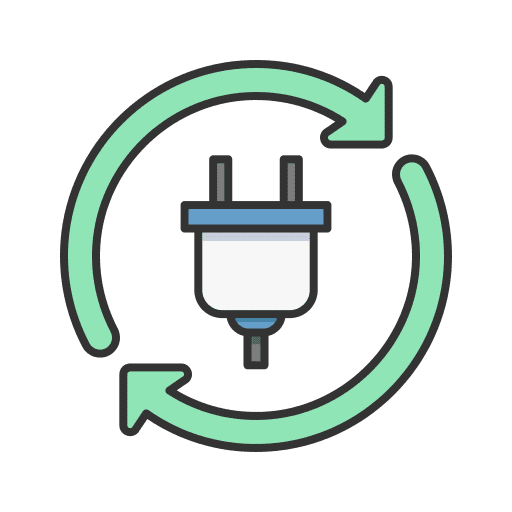 Electric plug electricity eco arrows icon Electric plug electricity eco arrows icon