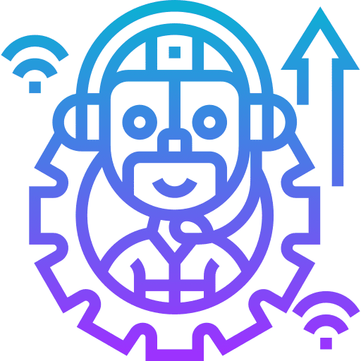 Automation customer support management cyborg icon Automation customer support management cyborg icon