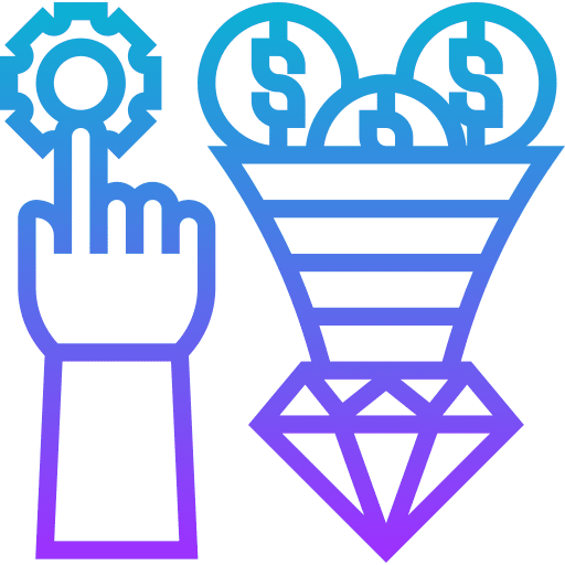 Conversion rate funnel optimization hand icon Conversion rate funnel optimization hand icon