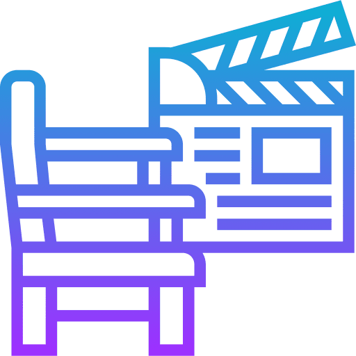 Director chair clapboard entertainment cinematographic icon