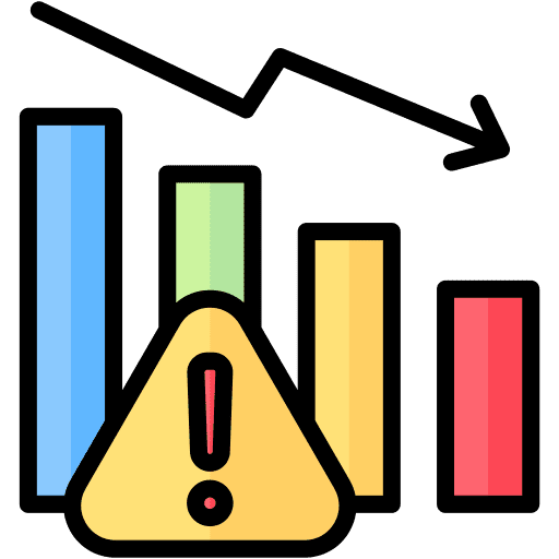 Recession down falling warning icon