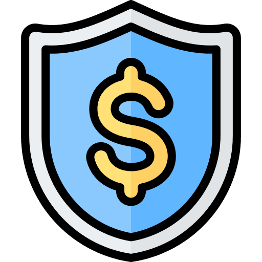 Insurance dollar shield security icon