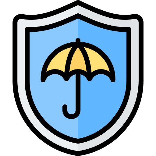 Insurance shield umbrella security icon