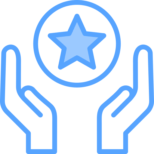 Hands star review quality control icon
