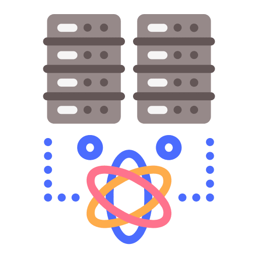 Big data storage seo and web atom icon