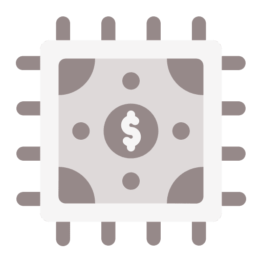 Digital currency money business and finance cpu icon