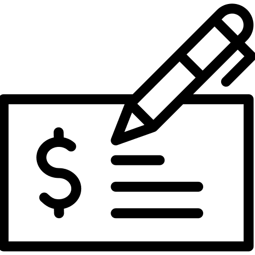 Bank check bank pen payment method icon