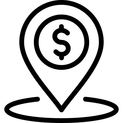 Location place dollar symbol money icon