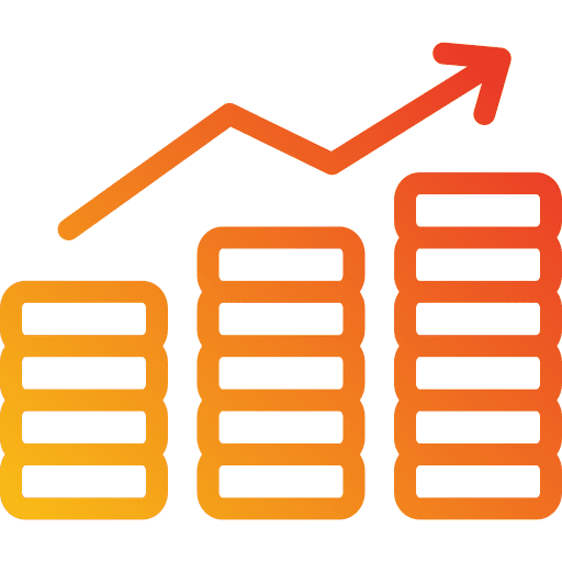 Growth money coin stack icon Growth money coin stack icon