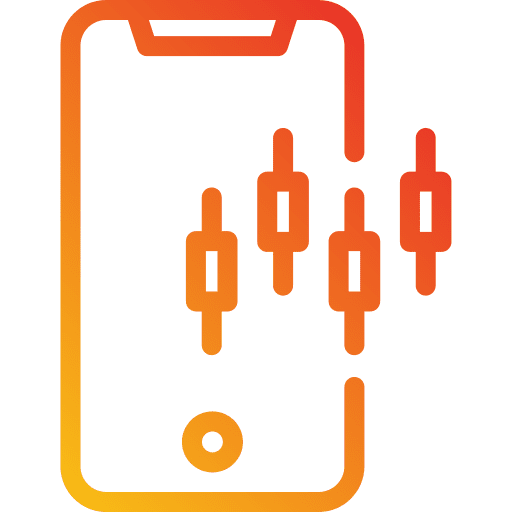 Smartphone mobile app candlestick chart stock market icon Smartphone mobile app candlestick chart stock market icon