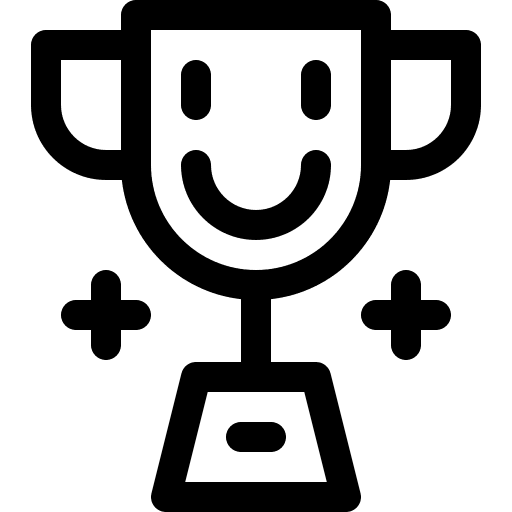 Trophy happy sports and competition smile icon