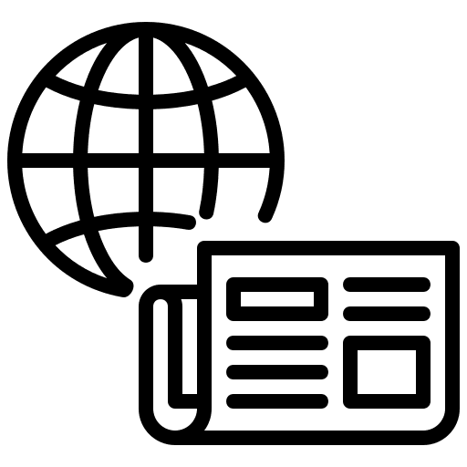 Newspaper worldwide newspaper globe grid icon