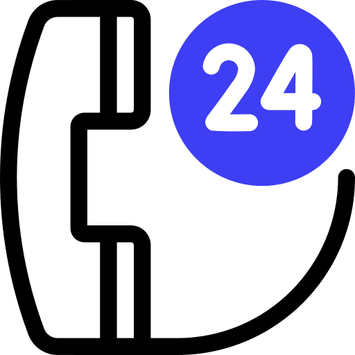24 hours sign communications 24 hours sign call icon