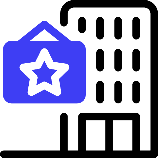 Hotel sign architecture and city star icon Hotel sign architecture and city star icon