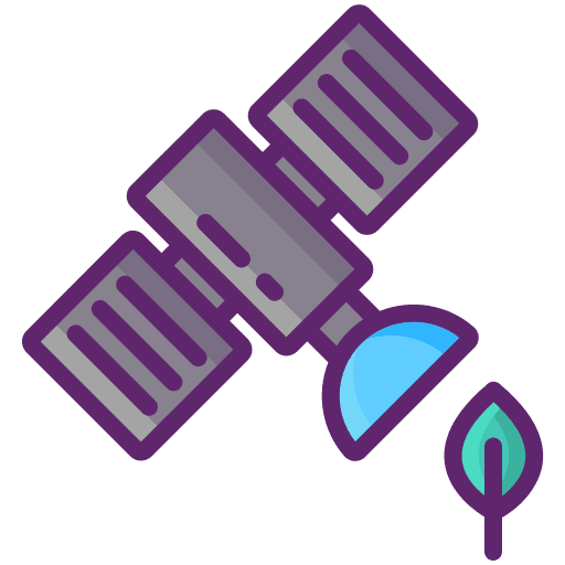 Satellite smart farm farming and gardening monitoring icon