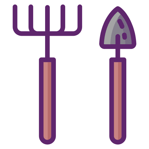 Tools garden farming and gardening rake icon