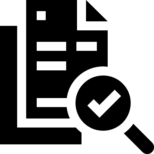 Document magnifying glass analysis files and folders icon