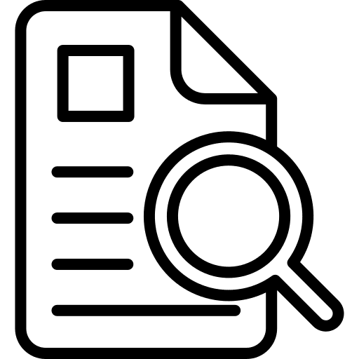 File magnifying glass study analysis icon