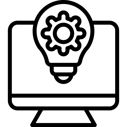 Computer light bulb gear computer icon