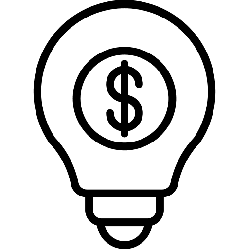 Idea innovation light bulb dollar icon