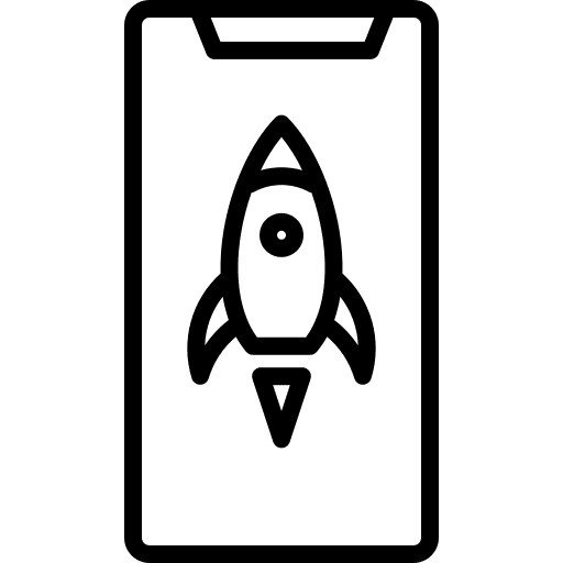 Startup rocket ship electronics smartphones icon