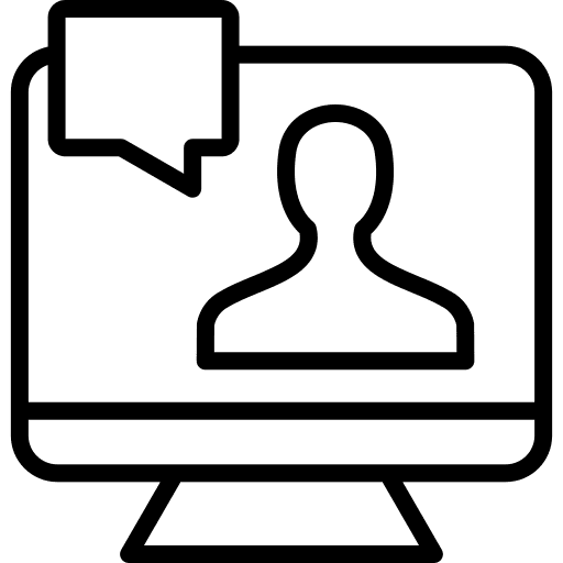 Video call chat man computer monitor icon