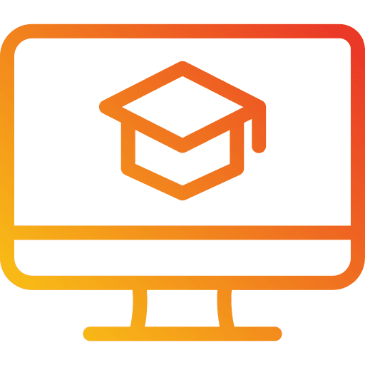 Elearning computer monitor distance learning graduation hat icon