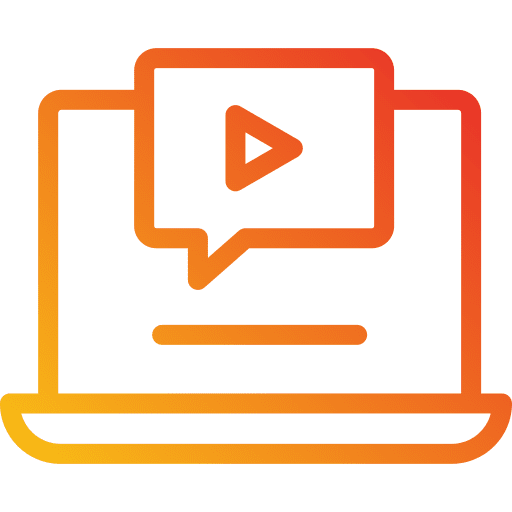 Tutorial video player conversation laptop icon Tutorial video player conversation laptop icon