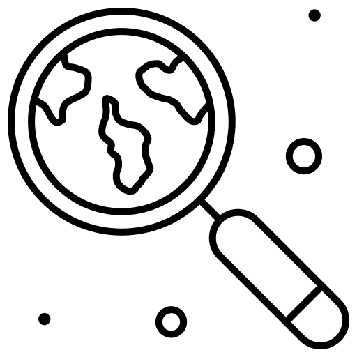 Global search earth magnifier education icon