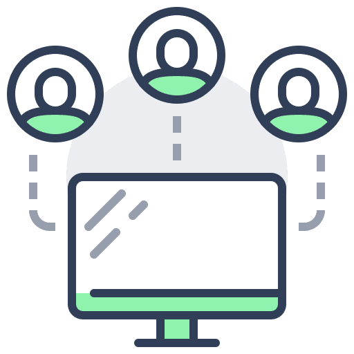 Videocall communications video teleworking icon Videocall communications video teleworking icon