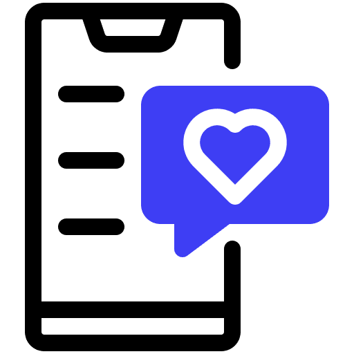 Social media love reaction smartphone icon Social media love reaction smartphone icon