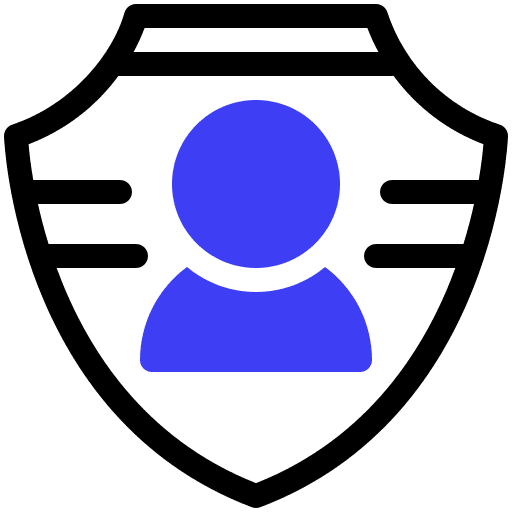 Privacy policy shield protected user icon Privacy policy shield protected user icon