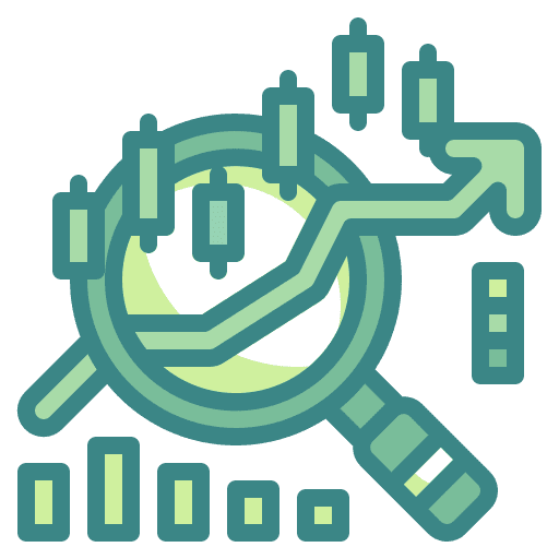 Analysis chart growth magnifying glass icon