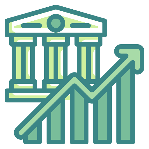 Bank business and finance bar chart growth icon