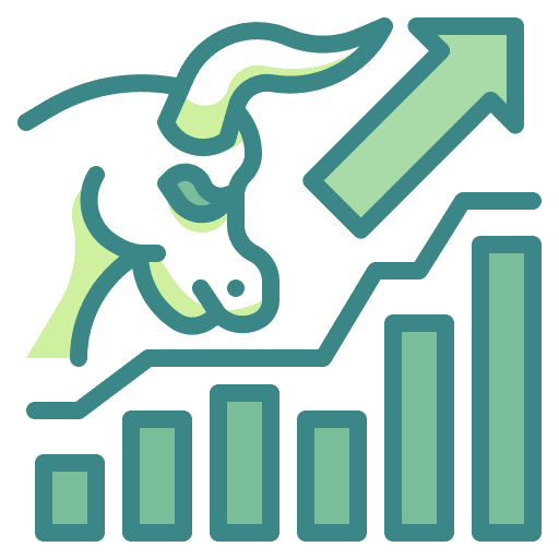 Bull market bar chart finance trend icon