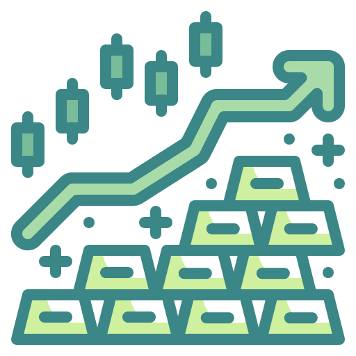 Gold growth gold ingot business and finance icon