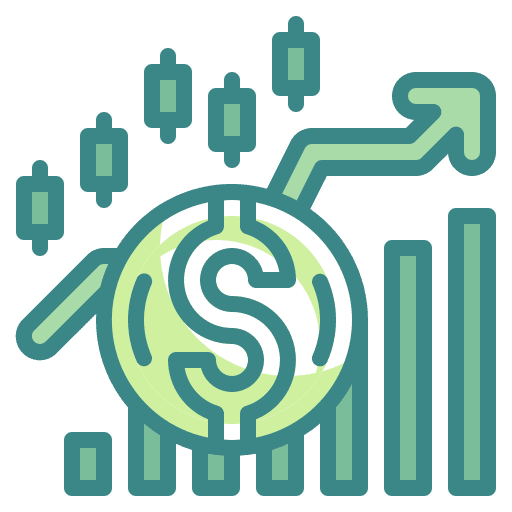 Money stock market growth coin icon