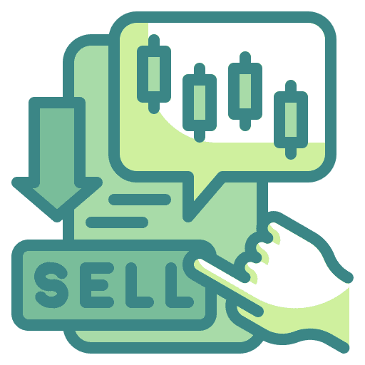 Sell loss hand smartphone icon