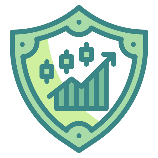 Shield chart security business and finance icon