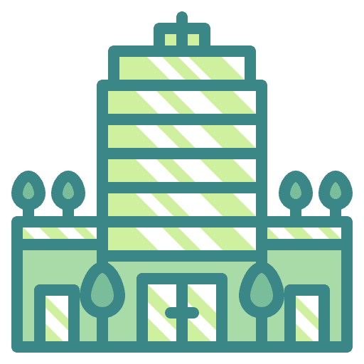 Company town office building architecture and city icon