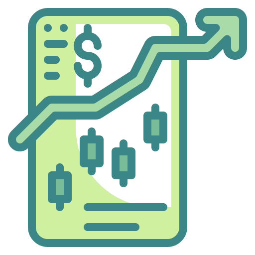 Smartphone arrow up business and finance financial icon