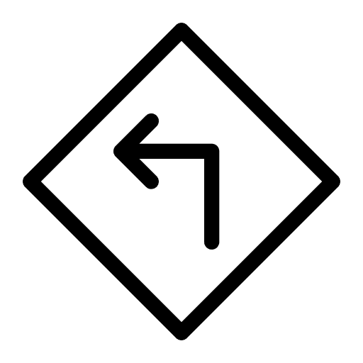 Turn left direction traffic sign arrows icon