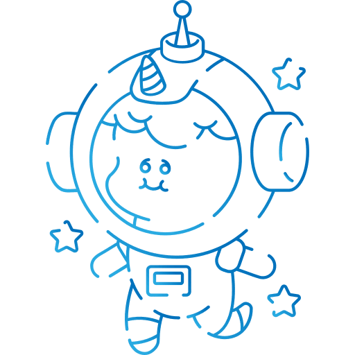 Unicorn fantasy cosmonaut fairy tale icon Unicorn fantasy cosmonaut fairy tale icon