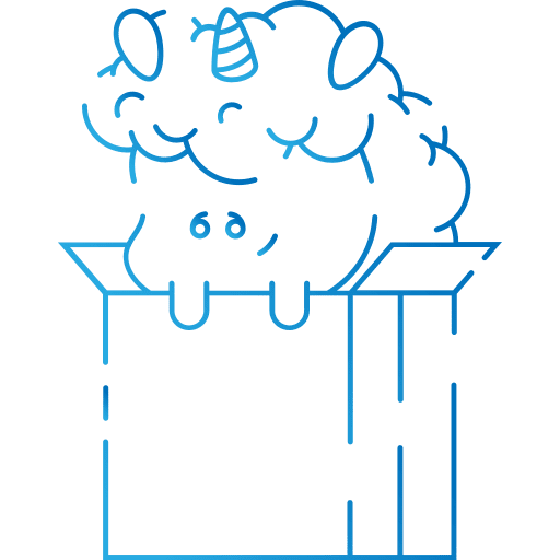 Unicorn feelings cute surprise box icon